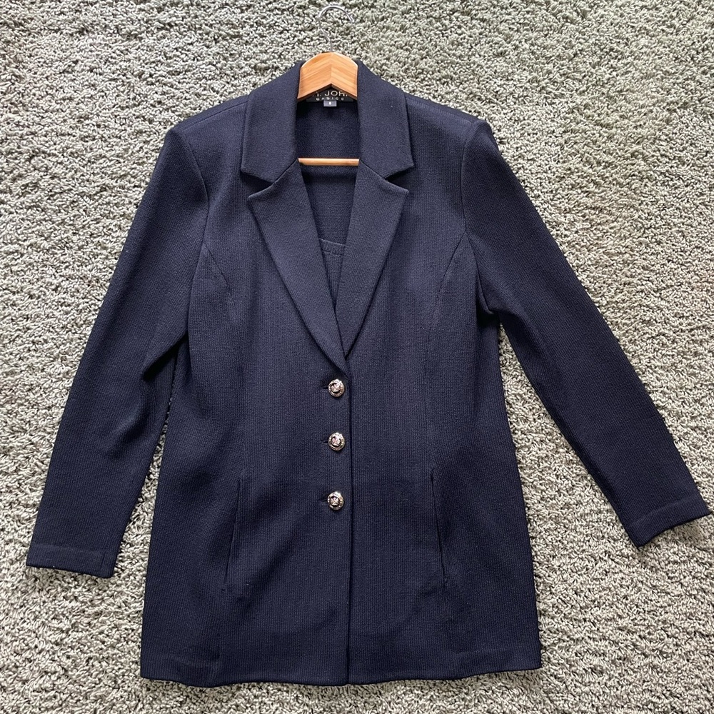 St. John Dark Blue Blazer and Tank Set Vintage